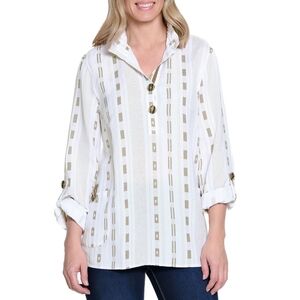 John Mark - Printed Woven Linen Tunic Shirt